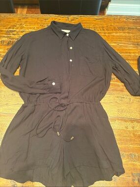 lovestitch Black Button-Front Collared Top